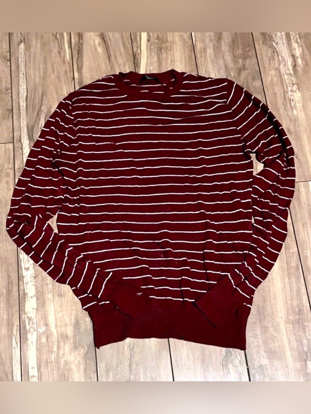 American Apparel red and white long sleeve striped crew neck size small